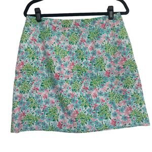 Lilly Pulitzer Womens Blue Green Pink Floral Printed Mini Skort Skirt Size 10